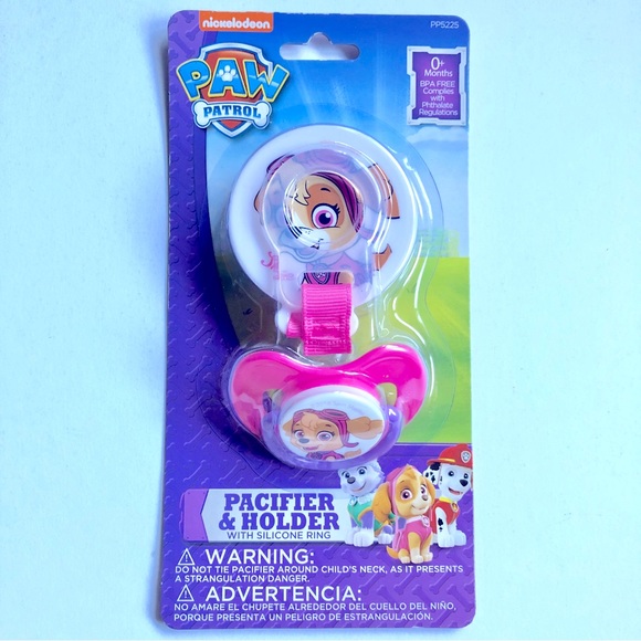3/$15 NEW PAW PATROL Pacifier & Holder SKYE Nickelodeon Baby 0+months PINK - Picture 2 of 16